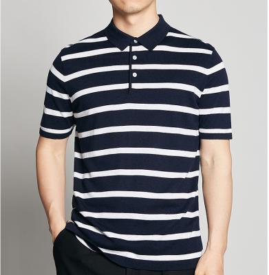 China Anti-pilling high quality OEM design business man formal shirt plus size summer stripes polo shirt for men for sale