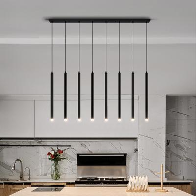 China Modern Modern Hanging Linear Pendant Lamp Black Staircase Chandeliers Light for sale