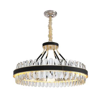 China Modern Crystal Chandelier Lamp Lights Home Decor Decoration Leather Luxury Modern Pendant Light for sale