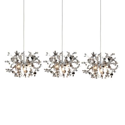 China Modern Modern Decoration Stainless Steel Leaf Chandelier Lighting For Dining Room for sale