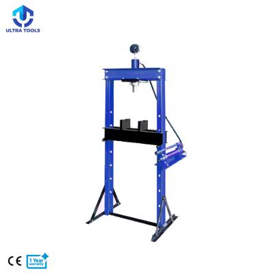 China Steel H-Frame 12T Car Shop Workshop Hydraulic Press With Hand Pump And Gauge for sale