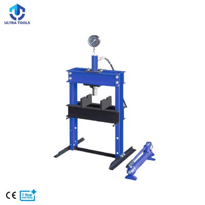 China 10T Steel Bench Type Car Shop Workshop Hydraulic Press With Hand Pump And Gauge for sale