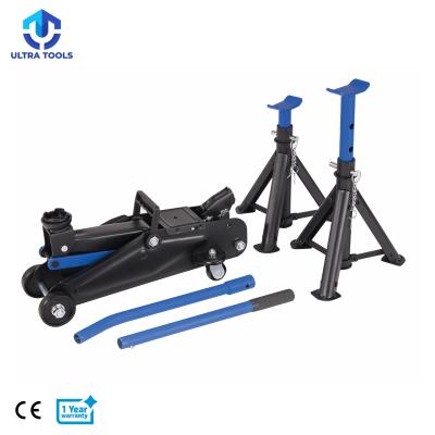 China Hydraulic Floor Jack and Jack Stands Combination Car 2T Jack Trolley Service Kit for sale