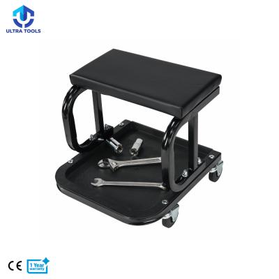 China Mechanic 300lbs Mobile Roller Seat Work Chair Steel And Padded Stool Trolley Seat With Tool Tray for sale