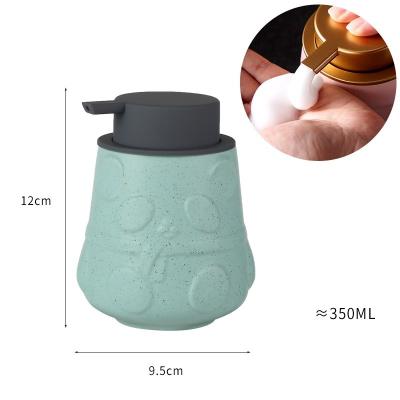 China Foam Soap Dispenser Chubby Panda Design Ceramic Foaming Soap Dispenser in Green for sale