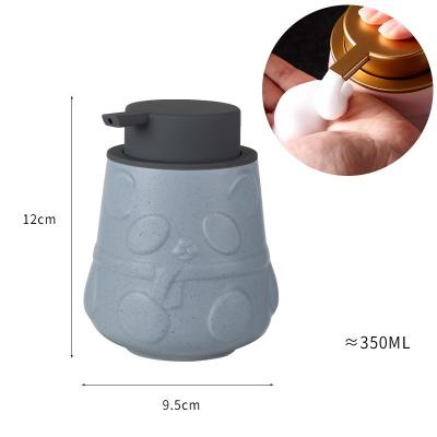 China Foam Soap Dispenser Chubby Panda Design Ceramic Foaming Soap Dispenser in Blue for sale