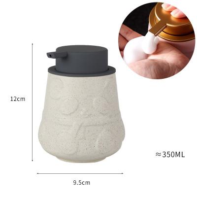 China Foam Soap Dispenser Chubby Panda Design Ceramic Foaming Soap Dispenser in Beige for sale