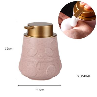 China Foam Soap Dispenser Chubby Panda Ceramic Foaming Soap Dispenser in Pink for sale