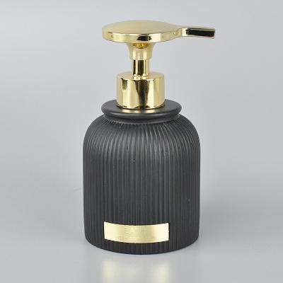 China Poly Foam Soap Dispenser Round Cylinder Shape In Straight Stripes Design Soap Dispenser for sale