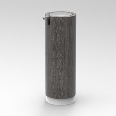 China Hot Sale Poly Foam Soap Dispenser Cylindrical Black Wood Grain Liquid Soap Dispenser for sale