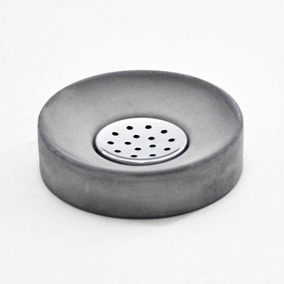 China Natural Gray Round Hotel Concrete Soap Metal Dish for sale