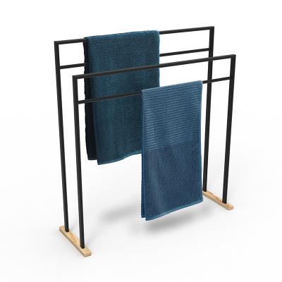 China BRIEF Bath Free Standing Towel Rail Double Rack - Sand Black for sale