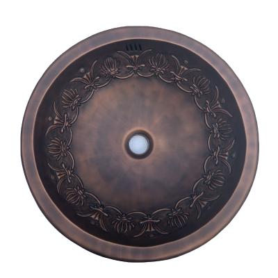 China Durable Luxury Double-Layer With Overflow Bathroom Kitchen Vessel Rolls Bathroom Sink Basin Wash Hand Basin Copper Sinks for sale