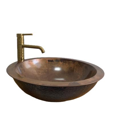 China Traditional New Design Luxury Bathroom Sink Basins Hand Basin Copper Vessel Sink Bowl Hand Basin For Bathroom 2020 Decoration for sale