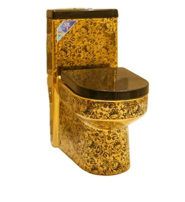 China 2021 Best Double-Flow Modern Black Gold Toilet Bowl Pedestal Ceramic Flush Pan Sit Instrument for sale