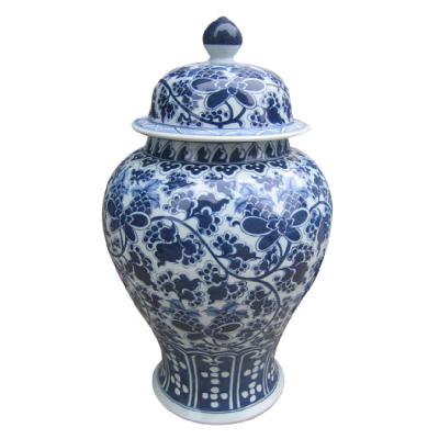 China Chinese Blue And White Microwavable Porcelain Ginger Jars Ceramic Jar Stocked Jar Can Food Container for sale