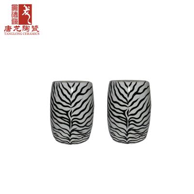 China 2021 Durable Outdoor Ceramic Stool Antique Garden Pattern Zebra Crossing Ceramic Bar Stool for sale