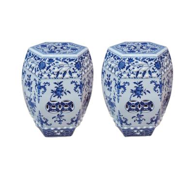 China Never Fade Beautiful Porcelain Art Outdoor Furniture Blue White Ceramic Garden Table Stool Set 2020 for sale