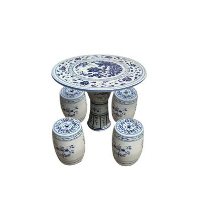 China Over 1300 Degrees Firing Blue And White Antique Ceramic Table Chinese Garden Table And Stools 2021 for sale