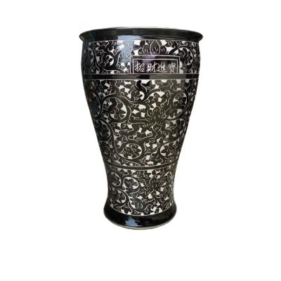 China 2021 Chinese Style Hot Sale Garden Plant Large Black Bronze Glazed Ceramic Pots for sale