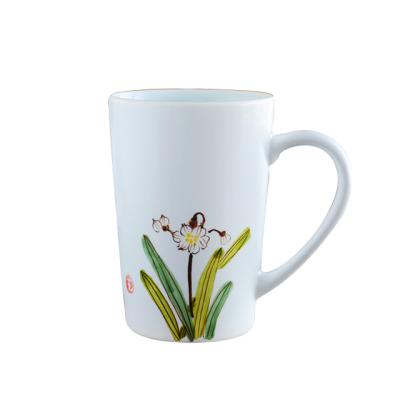 China Viable hot selling new products hand painting designs porcelain ceramic mug hand painted orchids 2020 for sale