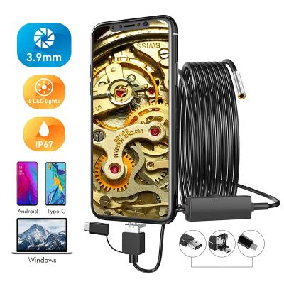 China TYPE C USB Android Borescope NIGHT VISION AN100 3in1 Endoscope Camera 3.9MM HD Adjustable Flexible Cable 6LEDs for sale