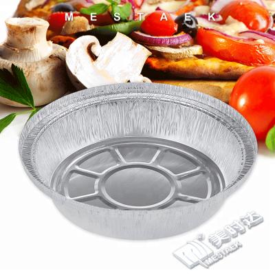 China Disposable Mestaek 660ml 7 Inch Disposable Round Aluminum Takeout Pan for sale