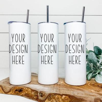 China 20oz Stainless Steel Skinny Tumbler Insulated Travel Tumbler with Closed Lid Straw Slim Water Tumbler Cup for sale