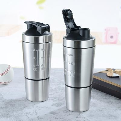 China Custom Gym Shaker Bottle protein Metal Stainless Steel Protein Shaker Sports Bottle for sale