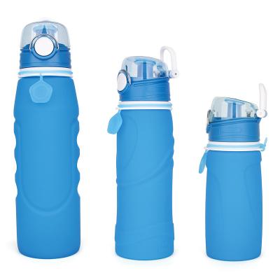 China Silicone Water Bottle Foldable Collapsible Anti Leakage with Leak Proof Silicone Sports Drink Collapsible Water Bottle for sale