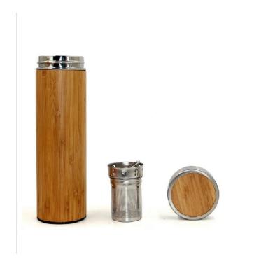 China 450ml500ml straight cup environmental protection natural bamboo thermos with filter tea ware reusable wooden kettle for sale