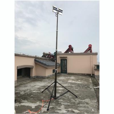 China 4.2m Height Pneumatic Telescopic Mast Tower Light 4x50W LED lamps mounted with ground mounting tripod bracket for sale