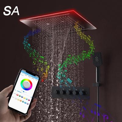 China Automatic Diverter Bathroom 3 Function Control Shower Mixer 16 Colors Led Music Shower Head With 3 Inch Handheld Water Saving for sale