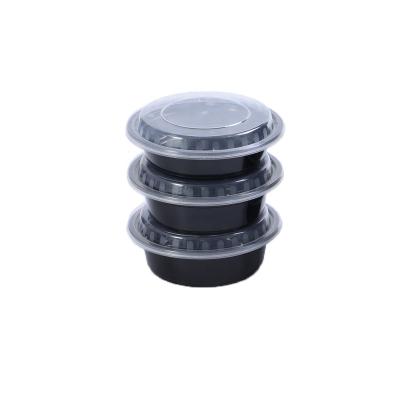 China 900ml Microwavable Disposable Plastic Food Container Freezable Microwavable Black Round Box for sale