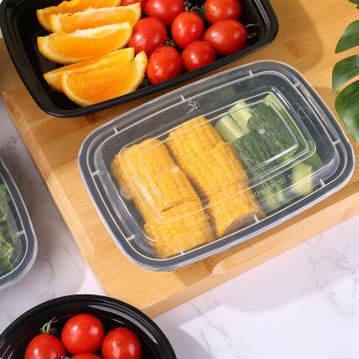 China 700ml Restaurant Microwavable Takeout Containers Black American Style Food Container Hot Lunch Box for sale