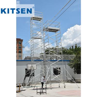 China interior & Building Construction Outdoor Aluminum Tower Metal Scaffolding Ladder Movable Tower for sale