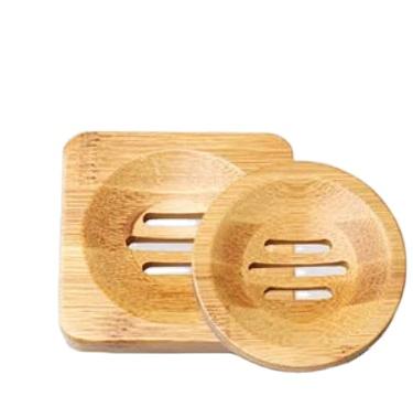 China Modern Customizable Square And Round Bathroom Eco-Friendly Natural Wood Soap Dish for sale