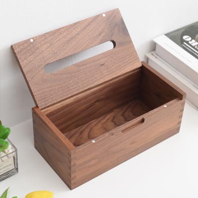 China Minimalist Custom Environmental Friendly Rectangular Walnut Square Tissue Box for sale