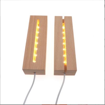 China China Factory Outlet Custom Wholesale Wooden Base Round Glowing Night Light for sale