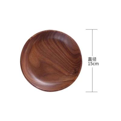 China Japan style factory direct sale can be customized wooden black walnut round dinner plate for sale