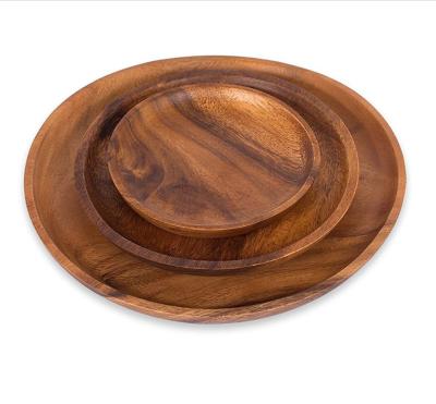 China Modern Factory Direct Black Walnut Dinner Dish Wooden Round Wooden Dinner Dish for sale