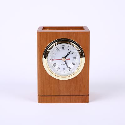 China Wholesale Antique Style Wooden Factory Pen Stand with Clock for sale