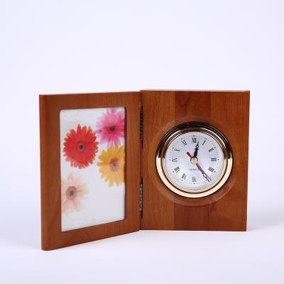 China Wooden Style Factory Direct Sales Desk Clock Frame Clock Antique Creative Solid Wood Multifunctional Clock for sale