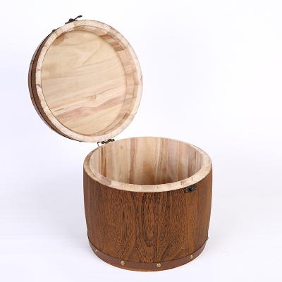 China Factory Direct Selling Sustainable Tea Barrel Coffee Bean Wood Barrel Craft Wooden Barrel for sale