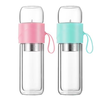 China Viable Wholesale Hot Selling Elegant Glass Water Tea Bottle Tumbler With Infuser for sale