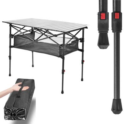 China Modern Outdoor Folding Camping Aluminum Alloy Portable Retractable Metal Deck BBQ Table Adjustable Folding Table For Picnic for sale