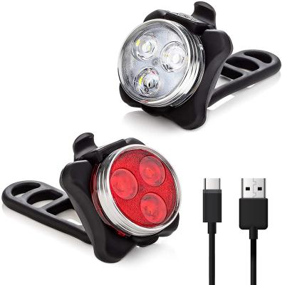 China Wholesale Headlight+Bike Taillight 4 Modes Bike Light Set USB Rechargeable Super Bright Front Back Bike Headlight Traillight Bike Lights for sale