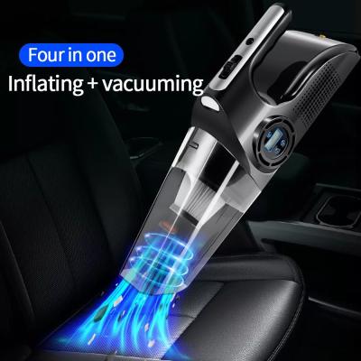 China Wet/Dry Vacuum for Home Car Radio 4 in 1 Portable Car Vacuum Tire Inflator Handheld Air Compressor with Digital Tire Pressure Gauge LED Display for sale