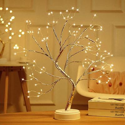 China Holiday Decoration 108 LED Touch Mode Copper Wire Tree Branch Night Lights USB and Battery Operated Table Lamp for Home Bar Decoration for sale