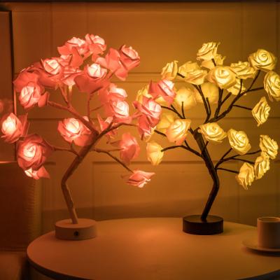 China Rose Flower Tree USB Table Lamp Rose Light Tree LED Night Lights Flexible Christmas Home Wedding Party Lights Table Decoration LED Decorative for sale